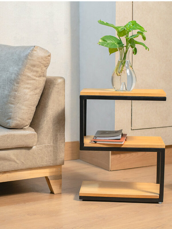 Wooden & Iron S Shape Bedside Tables