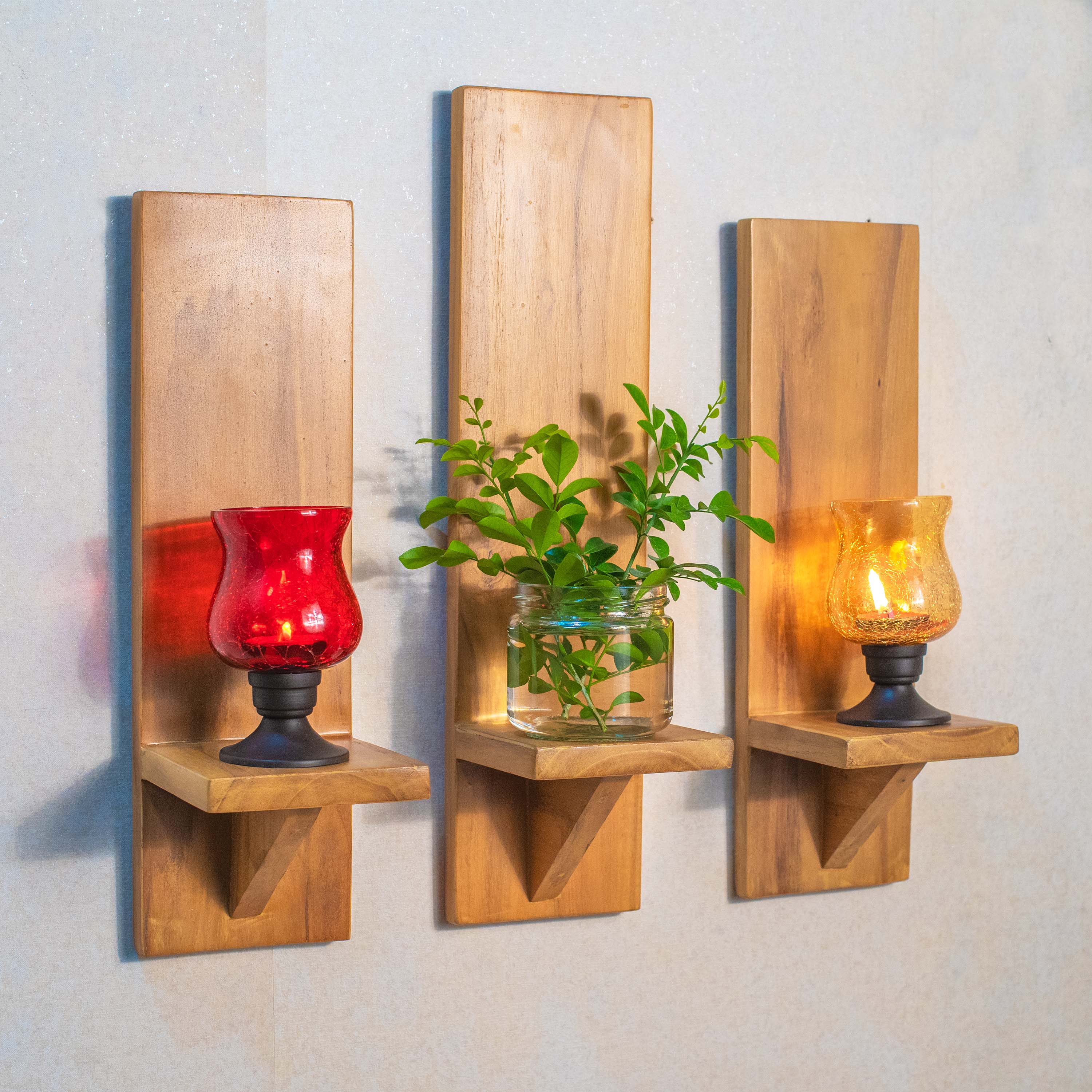 Wall Shelf | Wall Mount | Wall Rack | Wall Bracket | Wall Cabinet for Home Decor, Home Decoration, Living Room, Kitchen, Bedroom, Storage, Pooja Room, Office Home Décor Items - Pack of 3