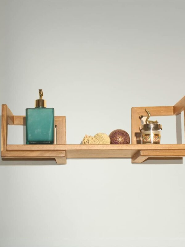 Mango Wood Make Eco-friendly Wall Mounted Bathroom Wooden Wall Shelf (Number of Shelves - 1, Brown)