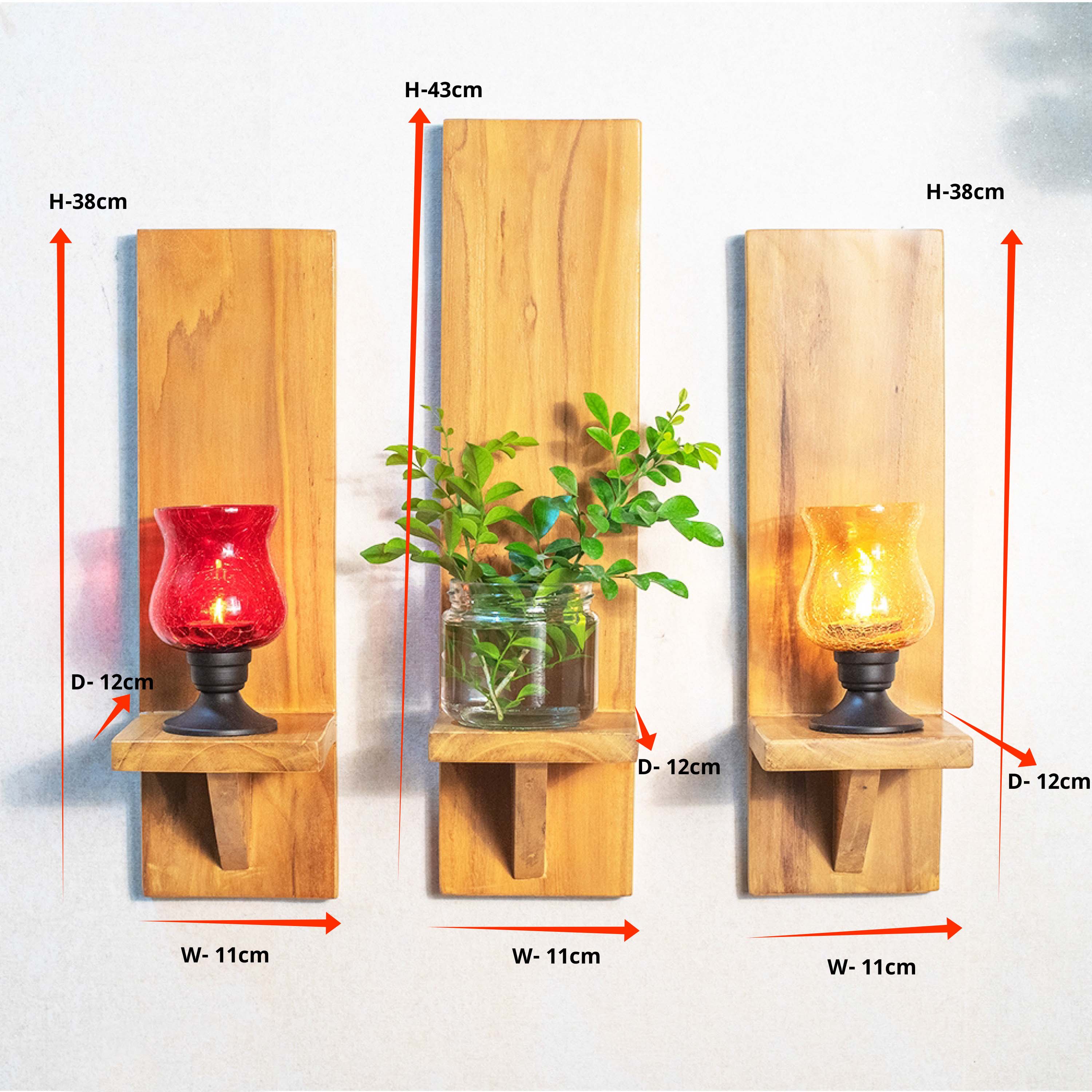 Wall Shelf | Wall Mount | Wall Rack | Wall Bracket | Wall Cabinet for Home Decor, Home Decoration, Living Room, Kitchen, Bedroom, Storage, Pooja Room, Office Home Décor Items - Pack of 3 - Image 2