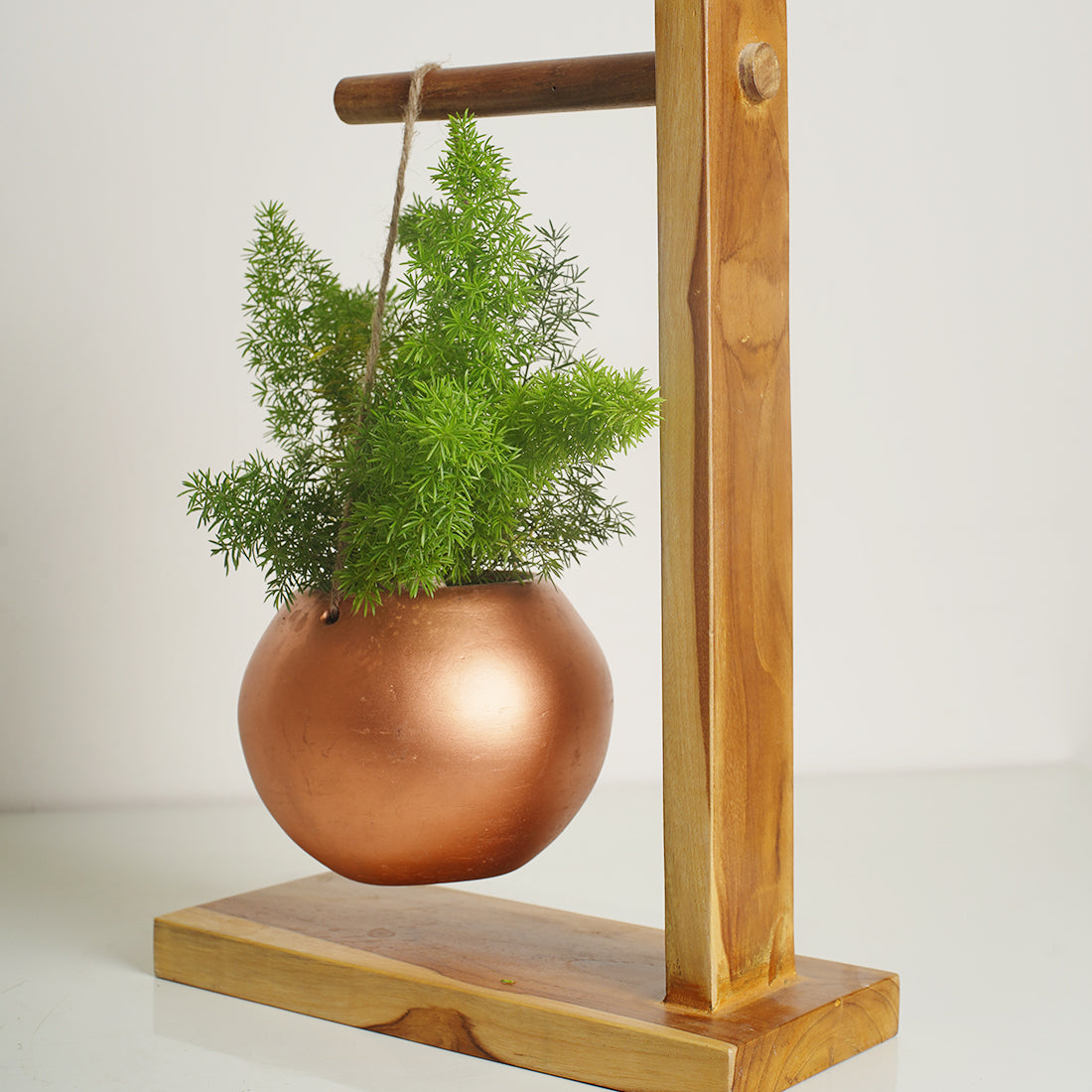 Modern Wooden Decorative Planter Stand Flower Pot Rack Shelf with Hanging Pot for Outdoor Indoor Home Office Garden Balcony Porch Patio Terrace Corner Display - Image 2