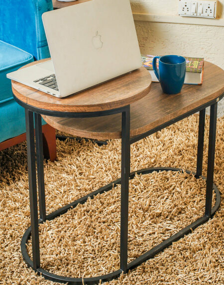 2-Tier Brown Side Table closeup