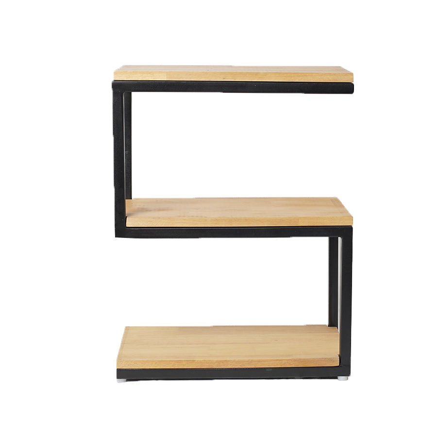 Wooden & Iron S Shape Bedside Tables - Image 2