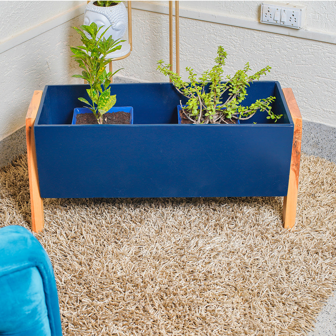 WPC Wood Garden Flower Planter Succulent Pot Rectangle Heavy Duty Highly Durable Plant Container Gamla for Indoor Home Décor & Outdoor Balcony Garden - Image 4