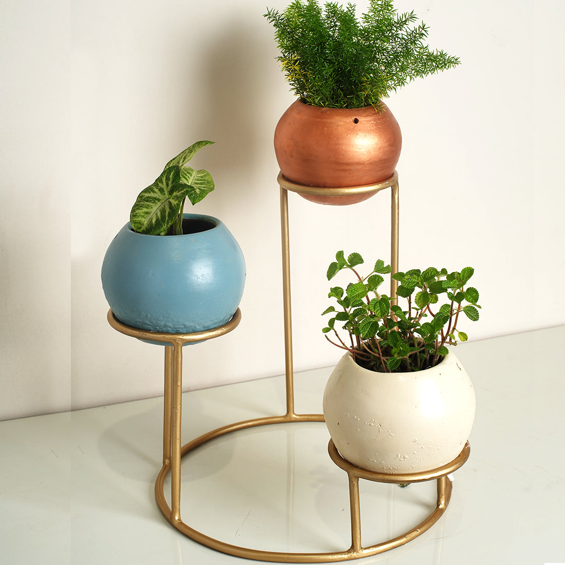 Tabletop 3 Tier Modern Style Planter Set, Indoor Outdoor Home Item for Garden Plants Flower, Balcony, Patio, Living Room, Garden, Bedroom Décor (Pack of 1) - Image 3