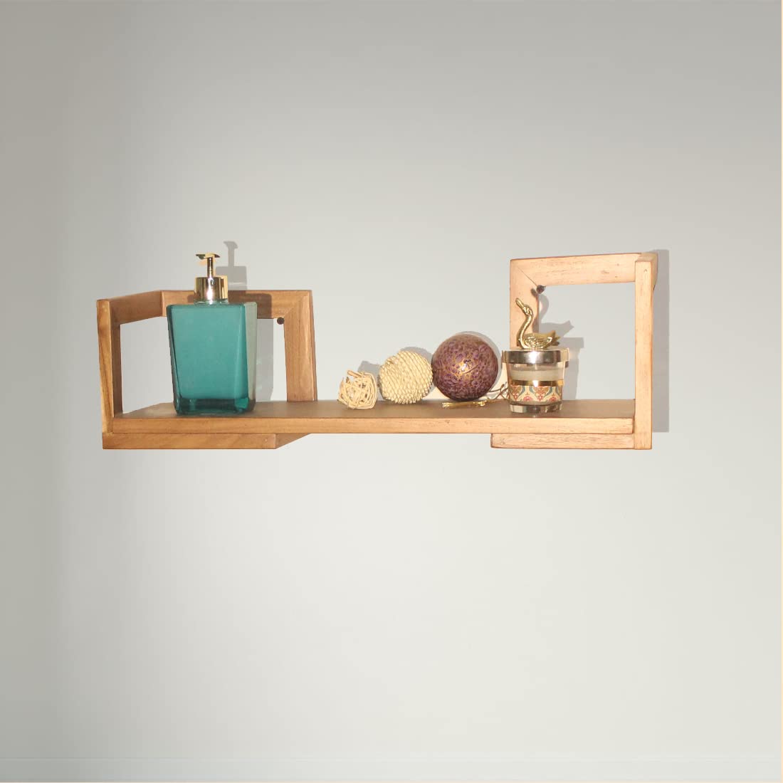 Mango Wood Make Eco-friendly Wall Mounted Bathroom Wooden Wall Shelf (Number of Shelves - 1, Brown) - Image 4