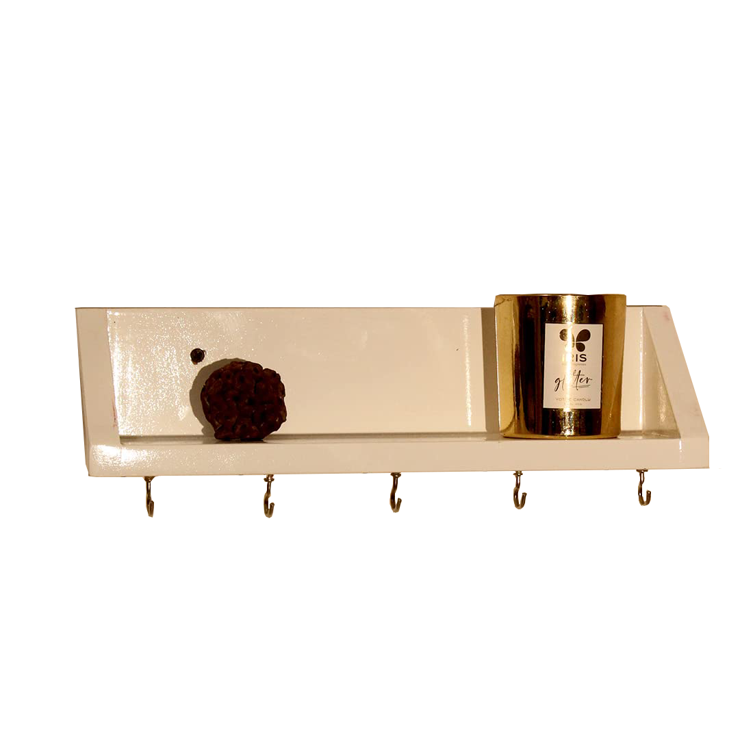 Unique Style Floating Wall Shelves, Decorative Wood Shelf for Living Room, Bedroom, Kitchen, Office, Easy to Assemble Modern Wooden Wall Mounted Shelves Key Holder (5 Hooks, Brown, Black, Red, White, Yellow) - Image 5