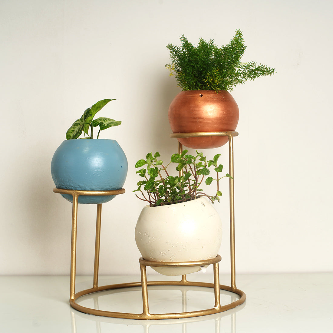 Tabletop 3 Tier Modern Style Planter Set, Indoor Outdoor Home Item for Garden Plants Flower, Balcony, Patio, Living Room, Garden, Bedroom Décor (Pack of 1) - Image 4