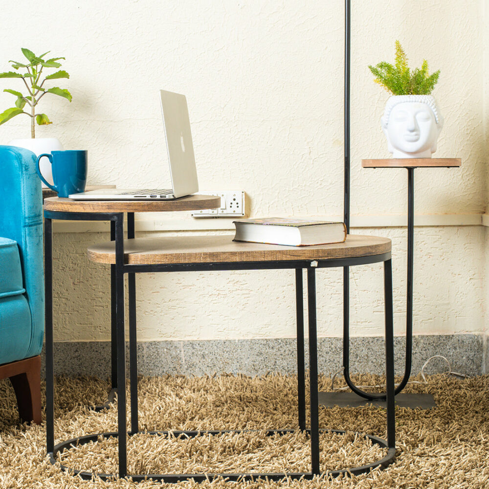 2-Tier Brown Side Table | Side Table for Living Room - Decorwithvastu