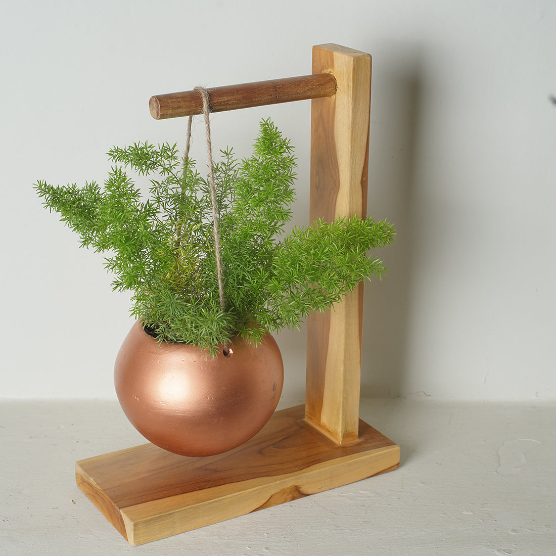 Modern Wooden Decorative Planter Stand Flower Pot Rack Shelf with Hanging Pot for Outdoor Indoor Home Office Garden Balcony Porch Patio Terrace Corner Display - Image 4
